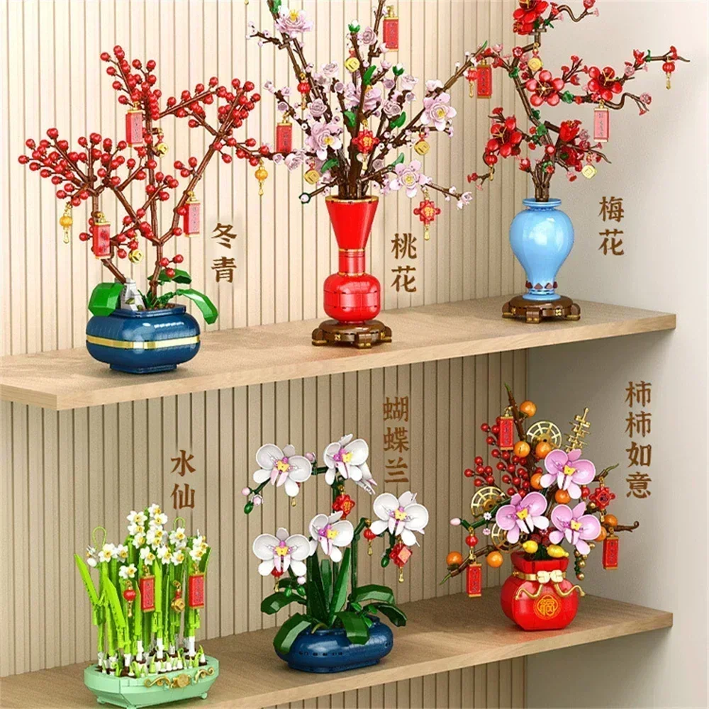 Bonsai Garden Lego - Creative City Bouquet, Peach Blossoms, Narcissus,