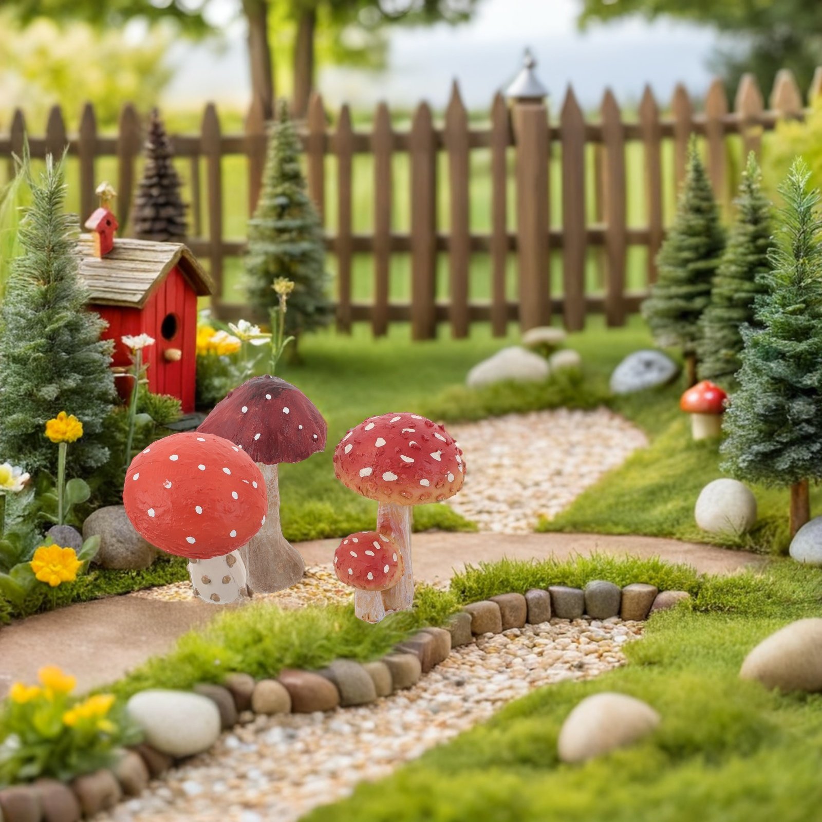 3Pcs Resin Mushroom Garden Sta - Bonsai Garden Set Up ulasan dan harga